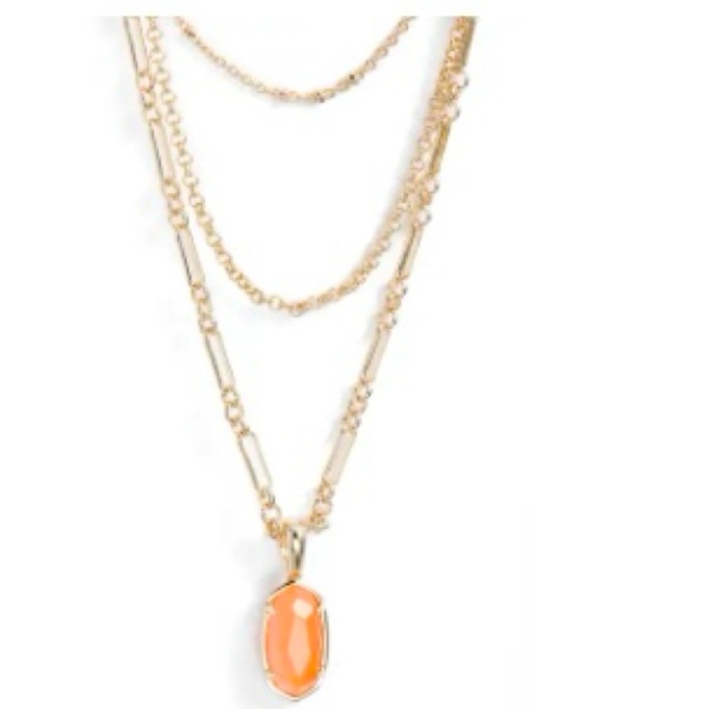 Kendra Scott Ellie Triple Strand Layered Necklace in Gold Coral 
Illusion New